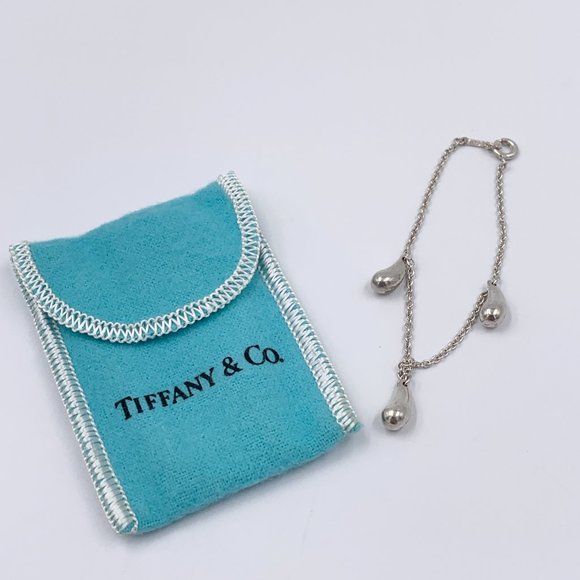 Authentic Tiffany & Co 925 Silver Triple Teardrop Pendant Bracelet - Picture 7 of 8